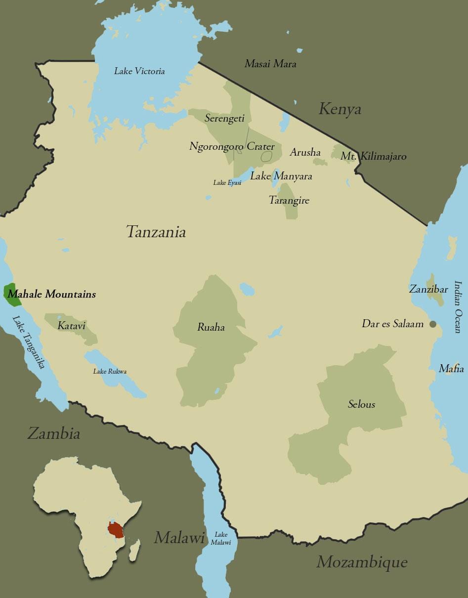 نقشه از کوه تانزانیا