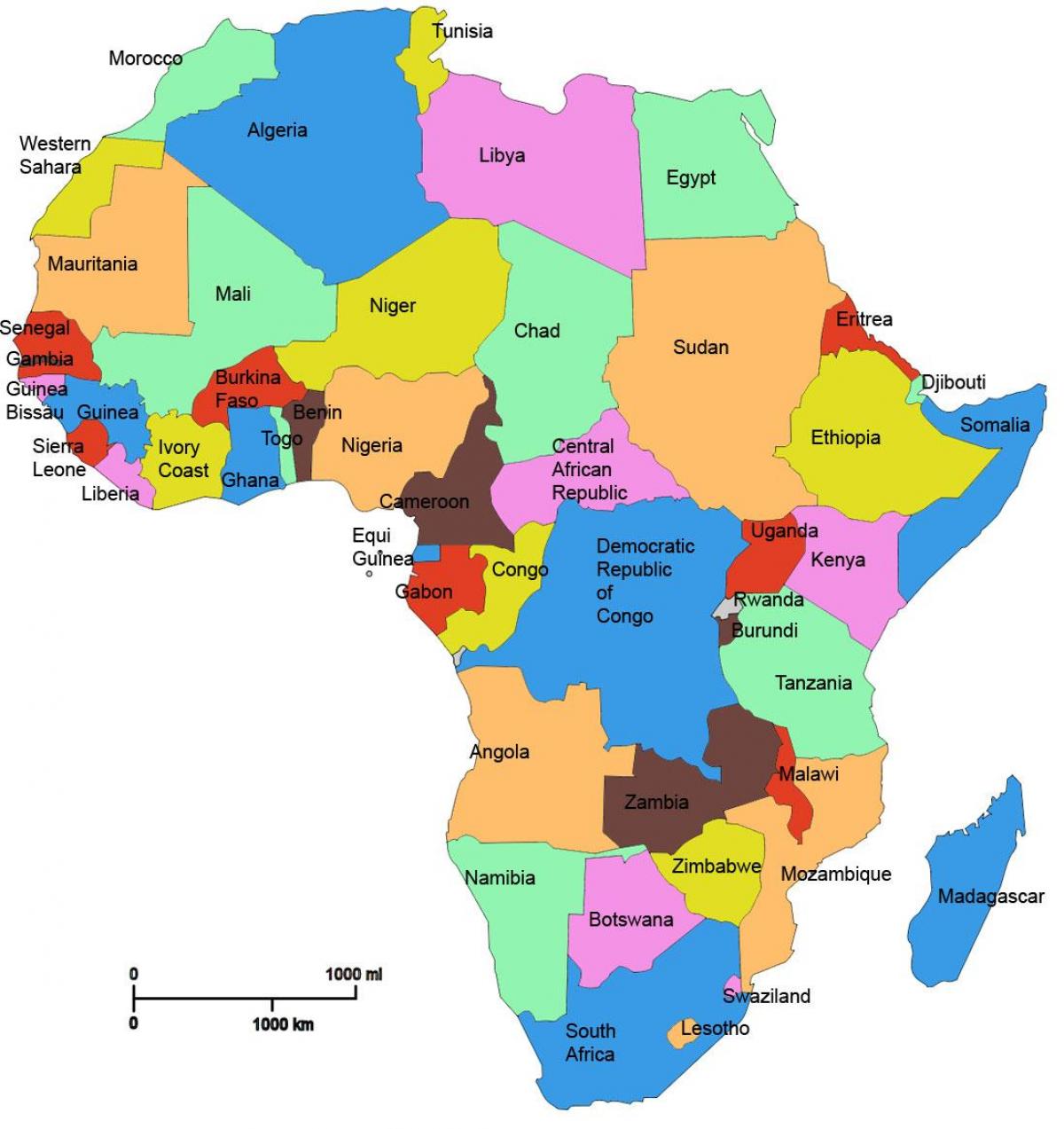 نقشه آفریقا نشان تانزانیا