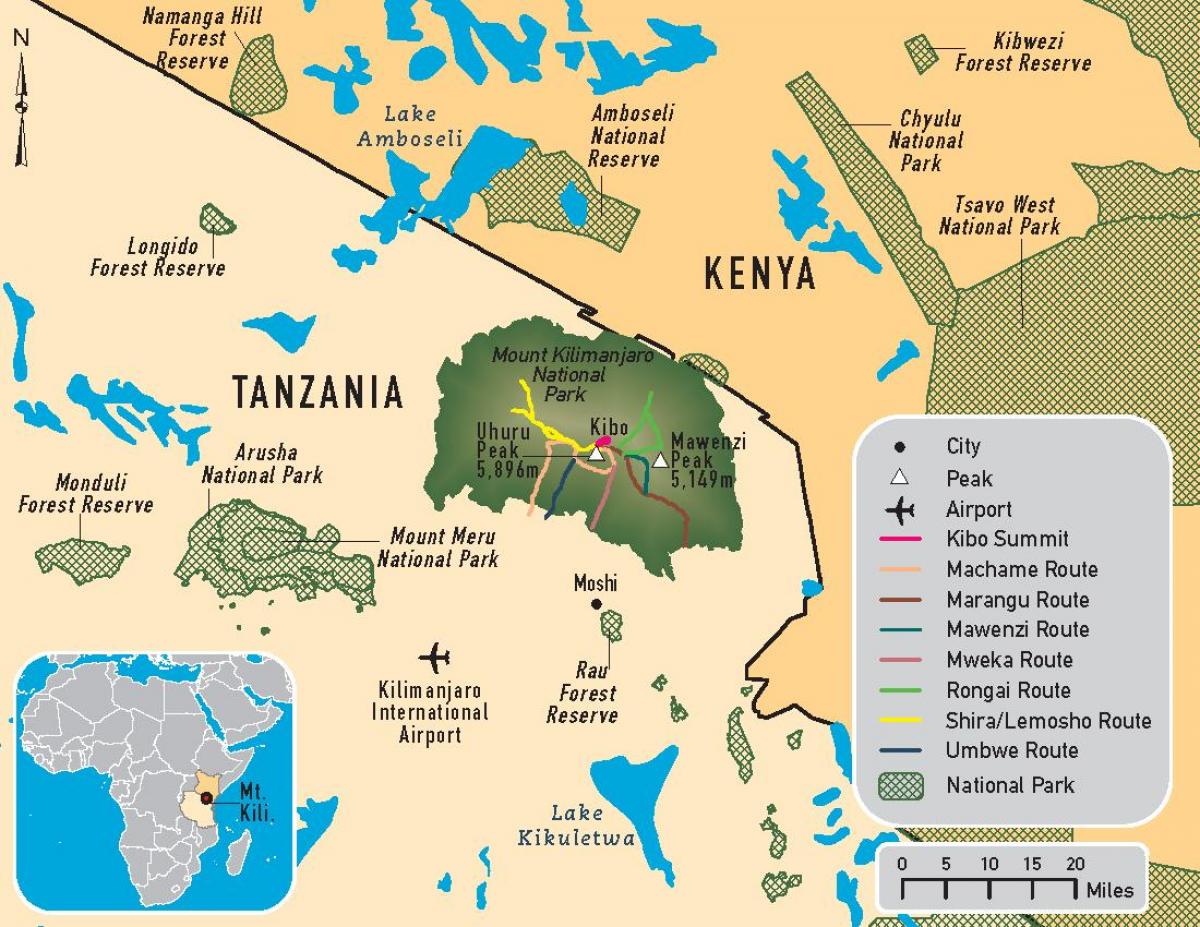 نقشه کلیمانجارو تانزانیا
