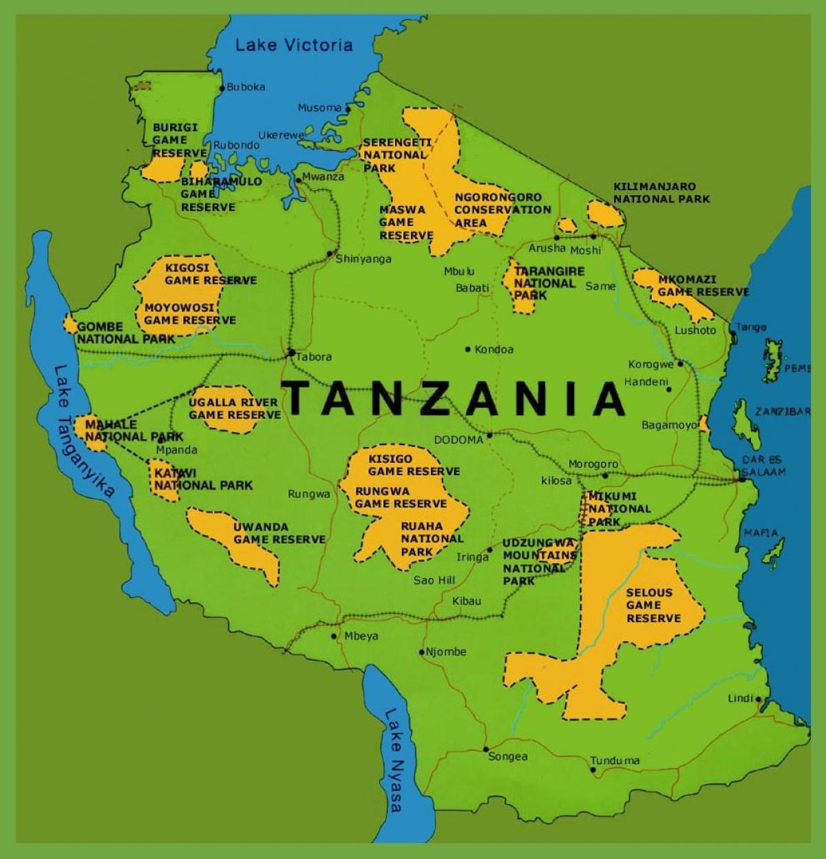 یک نقشه تانزانیا