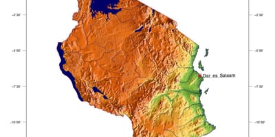 نقشه تانزانیا ارتفاع