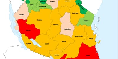 تانزانیا تراکم جمعیت نقشه