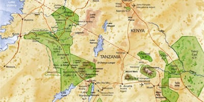 نقشه از شمال تانزانیا